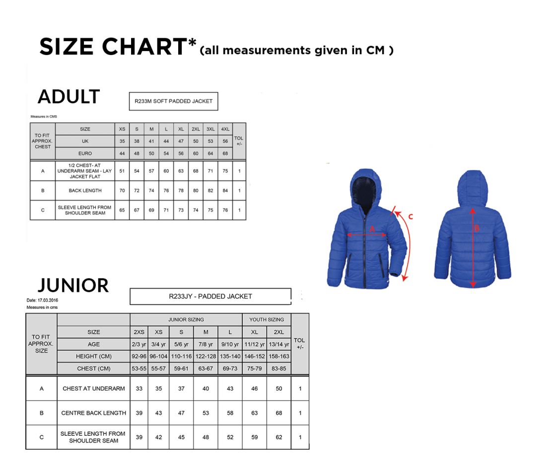 Supersoft Jacket : Black - Size Guide