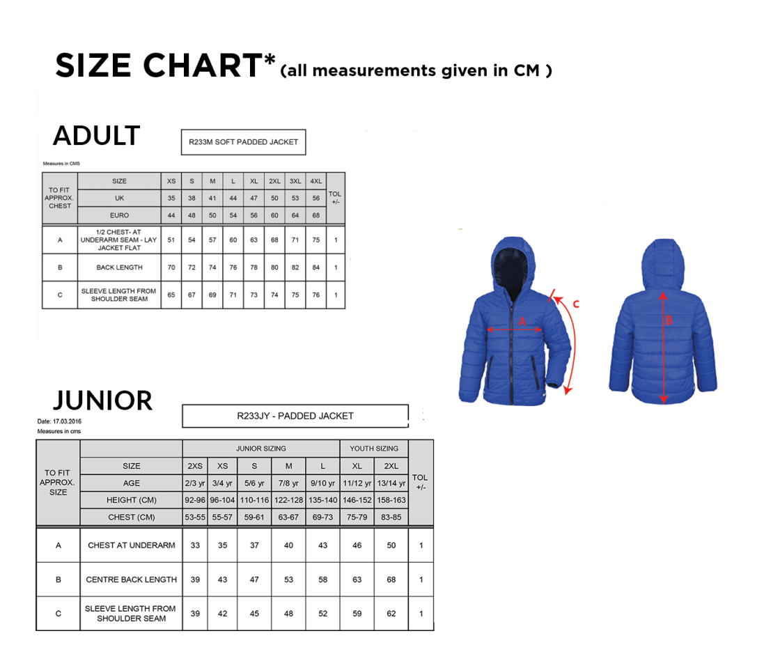 Motorsport - Supersoft Jacket : Black - Size Guide