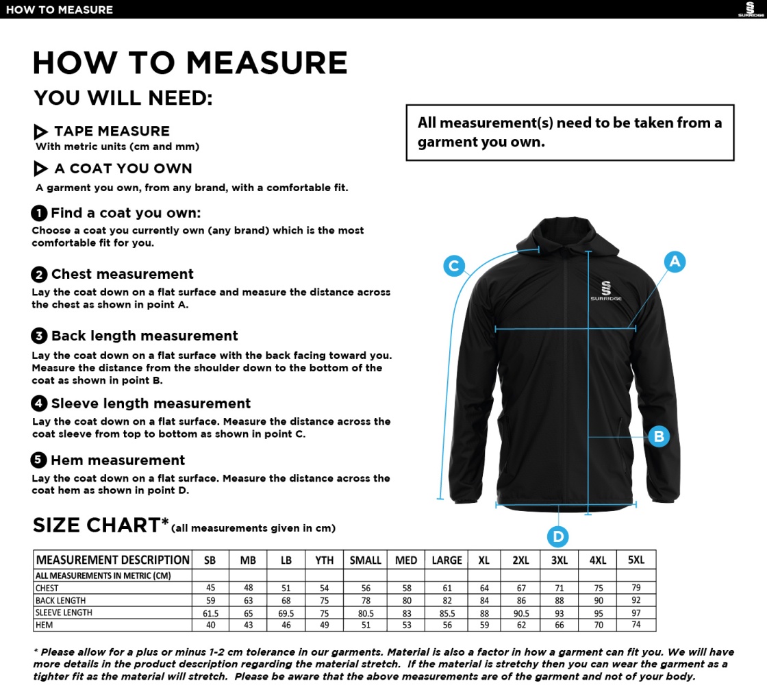 Motor Sport Dual Full Zip Training Jacket : Black - Size Guide