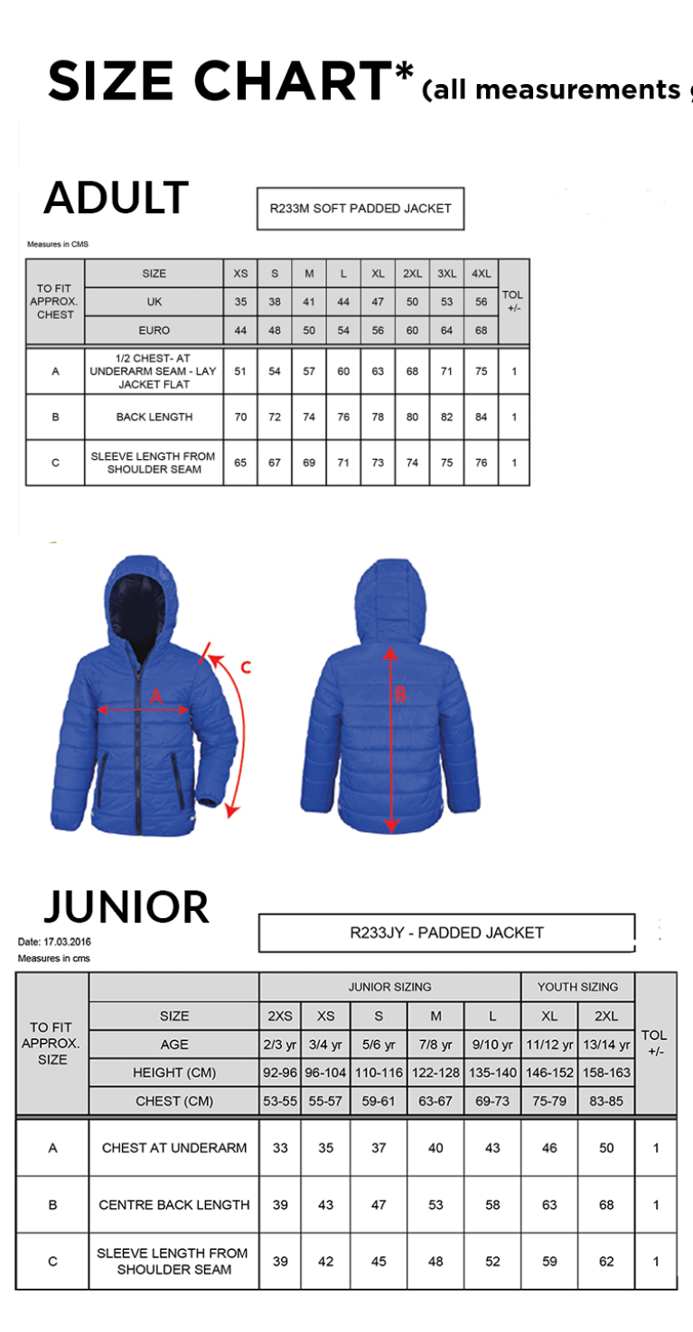 Supersoft Jacket : Black - Size Guide