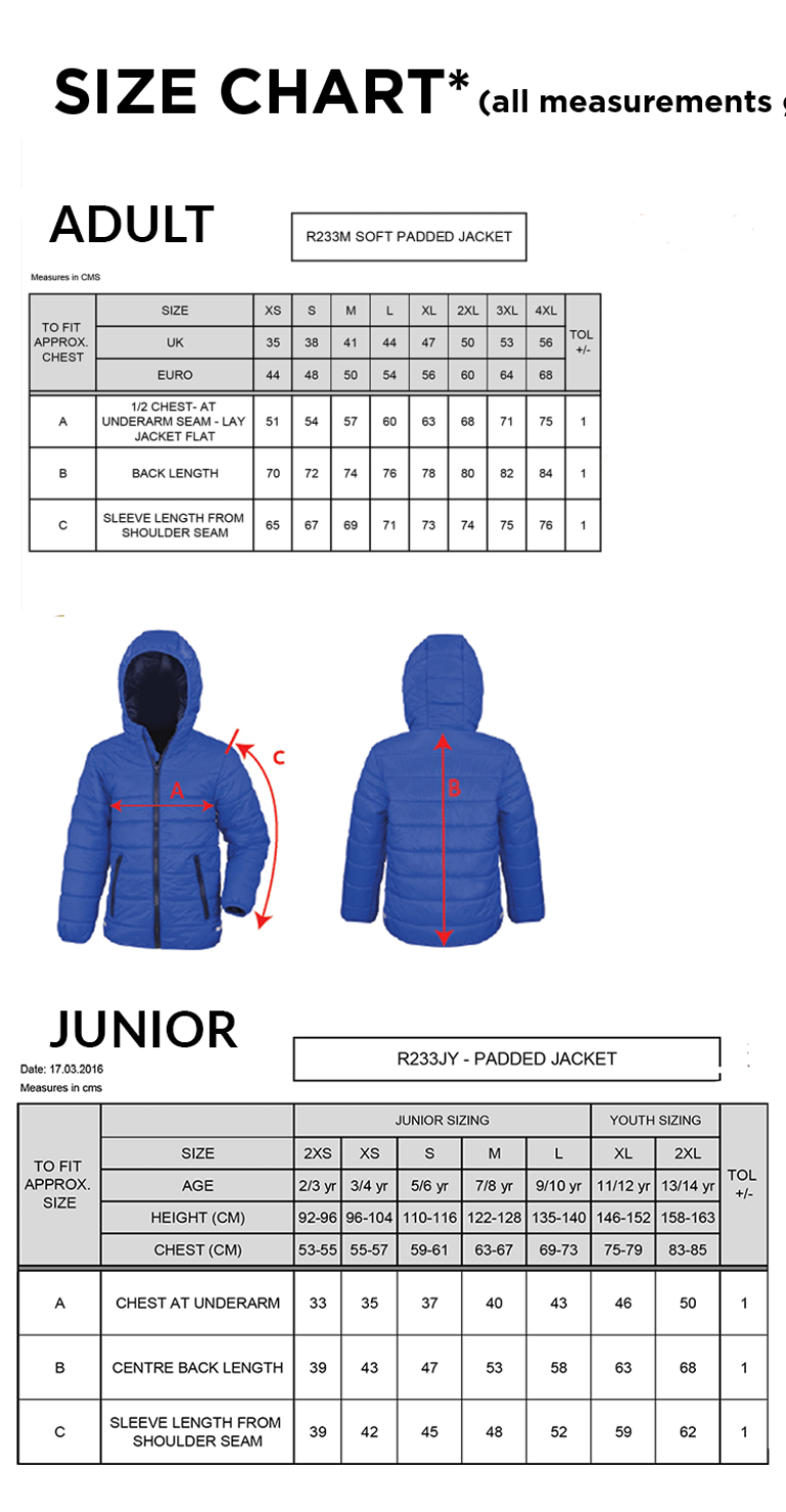 Motorsport - Supersoft Jacket : Black - Size Guide