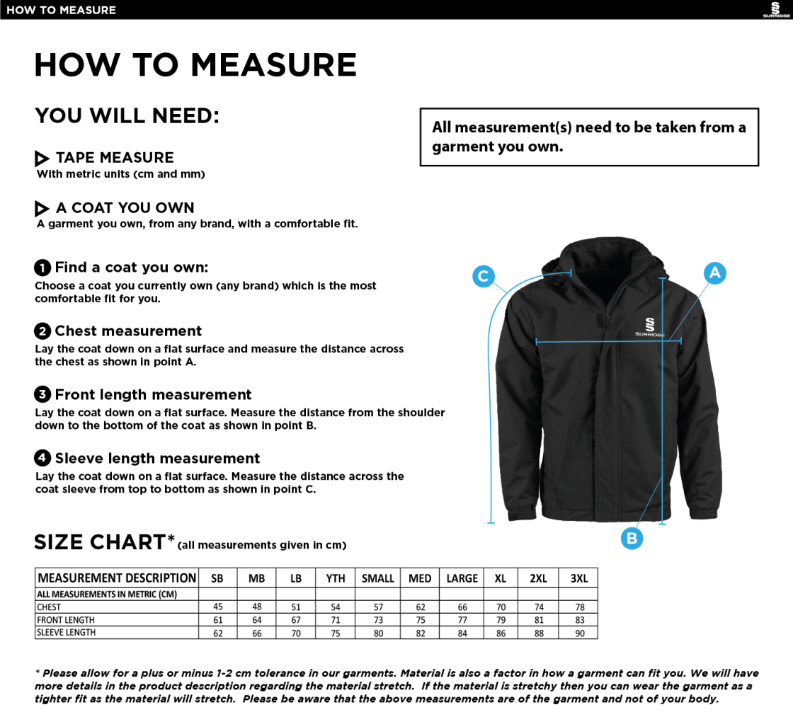 Women's Hockey  - Dual Fleece Lined Jacket : Black - Size Guide