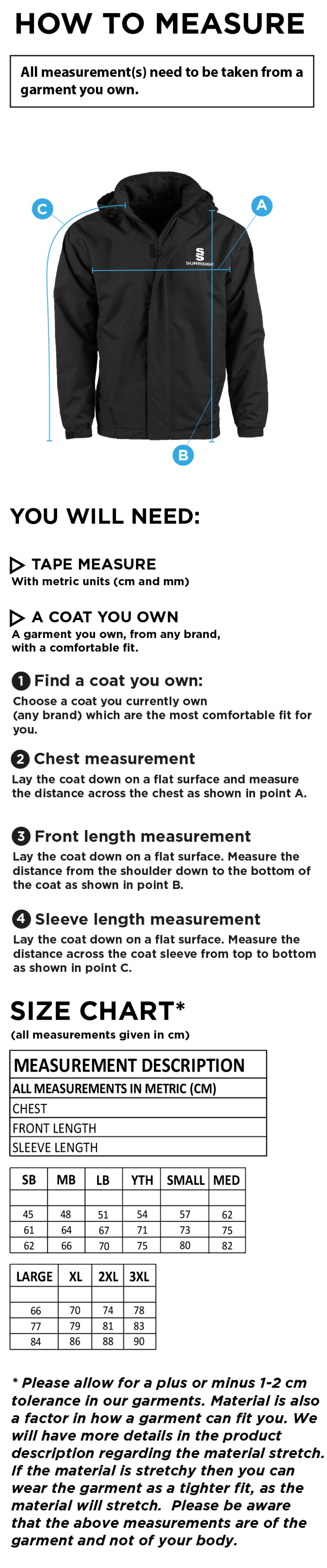 Skydiving - Dual Fleece Lined Jacket - Women's - Size Guide